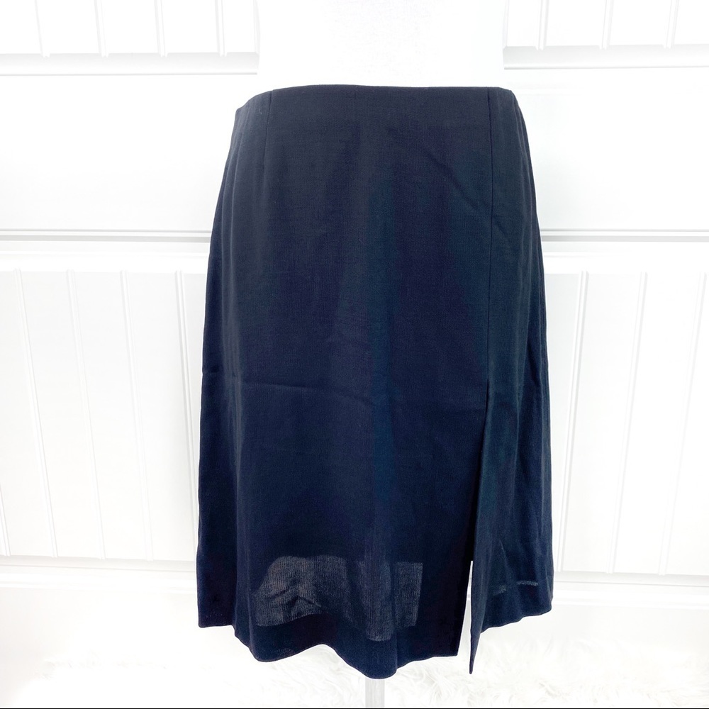 Emporio Armani Sexy Slit Wool Pencil Midi Skirt 44